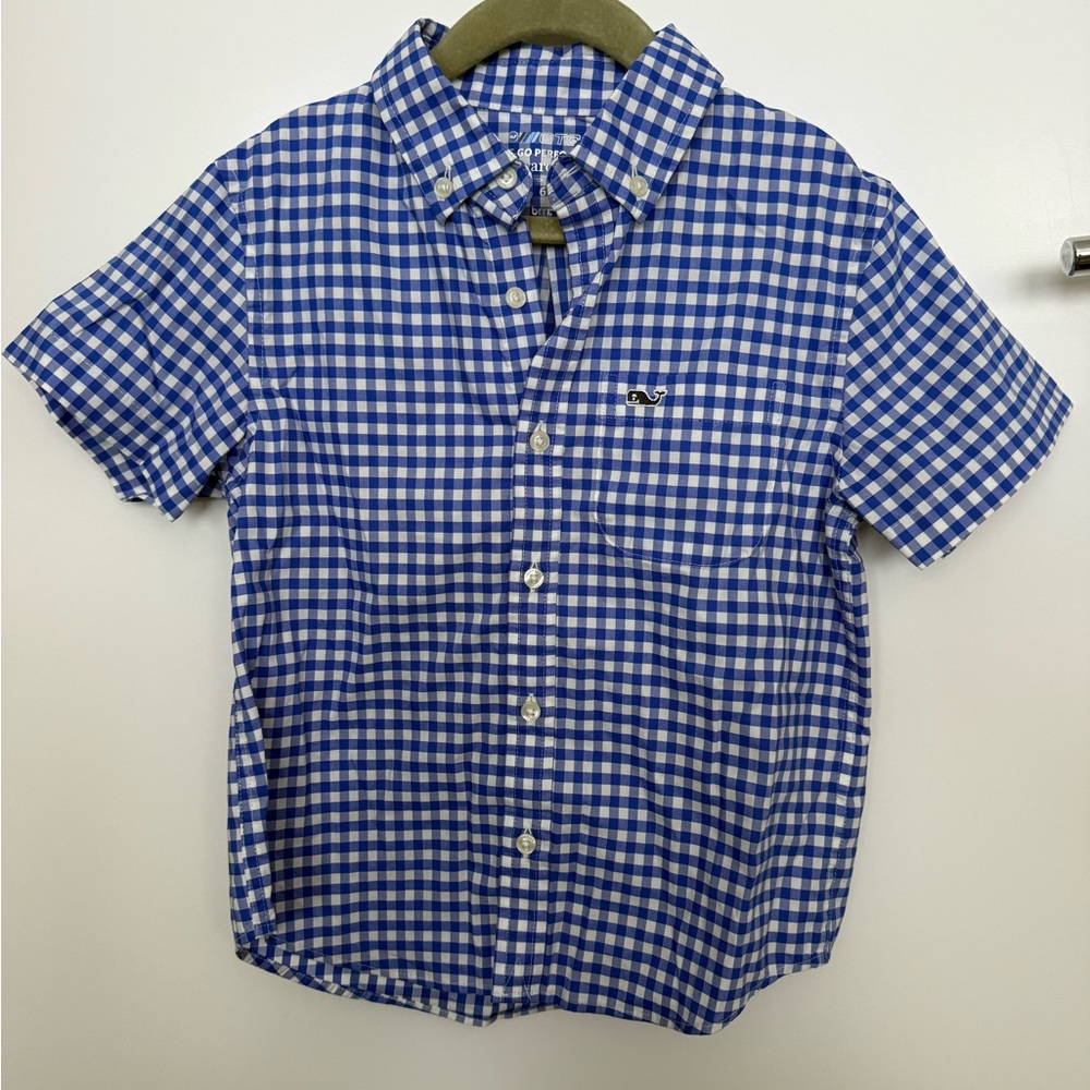 Vineyard Vines Kids Blue and White Checkered Shirt